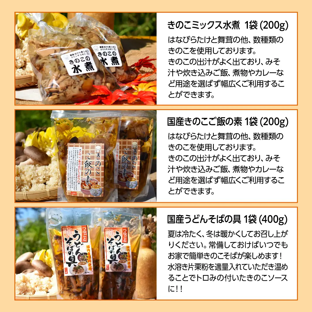 きのこ加工品詰め合わせ5点セット きのこミックス 野菜 水煮 国産 きのこ ご飯の素 国産 うどん そばの具 乾燥 しいたけ 乾燥 きくらげ 乾燥きのこ(AU003)