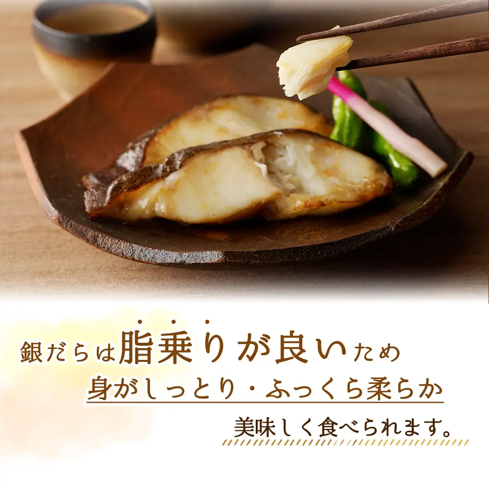 和歌山魚鶴仕込みのだし漬け天然銀だら切身8切（真空パック入）　約720g  小分け / 銀鱈 だし 魚 切り身 切身 魚 海鮮 焼き魚 ご飯のおとも おかず【uot849】