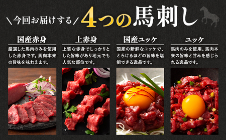 熊本特産馬刺し と 熊本黒毛和牛 フジチクオリジナル 贅沢食べ比べ セット 計 580g 道の駅竜北  熊本県 氷川町 肉 牛肉 馬肉 馬刺し 国産 赤身 上赤身 ロース ユッケ 馬 セット 食べ比べ バラ カルビ 焼肉 黒毛和牛
