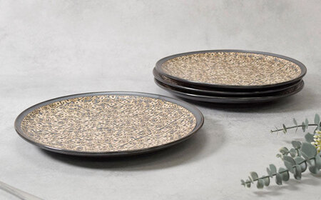 【美濃焼】シーズ seeds リム型 7.0皿 4枚セット【カネ定製陶】　うつわ プレート 大皿[MEI109]