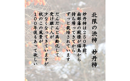 北限の渋柿 250年以上続く妙丹柿 半生干し柿 あんぽ柿 15玉 【なんぶ農援】 贈答可 干し柿 妙丹柿 半生 渋柿  柿 かき デザート フルーツ 果物 くだもの 果実 食品 F21U-118