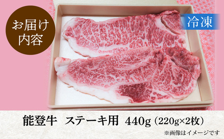 能登のブランド牛をご自宅で！ 能登牛 ステーキ用 440g（220g × 2枚）| 牛肉 奥能登 能登半島