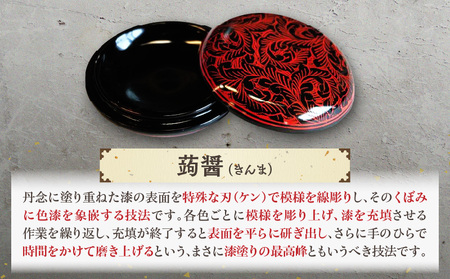 蒟醤 香合 唐草彫 | 伝統 香川 三木町 漆器 漆塗り 天然 JAPAN YAMATOMI 蒟醤 |_mk034-021