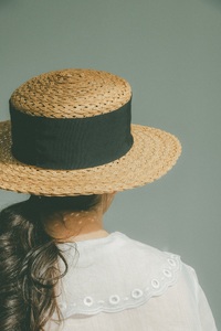 Mia Hat Straw Canotier 2505 ミア ハット 帽子 キャノチエ 麦わら帽子 ストローハット カンカン帽 58cm 天然草木 黒 リボン 細麦 ファッション 日本製 北杜市 [h333]