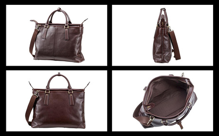 豊岡鞄　皮革横型手提げ（チョコ） 818104