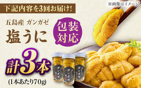 【全3回定期便】ガンガゼ塩うに 70g×3本 / ウニ 雲丹 五島市 / うた丸[PGA003]