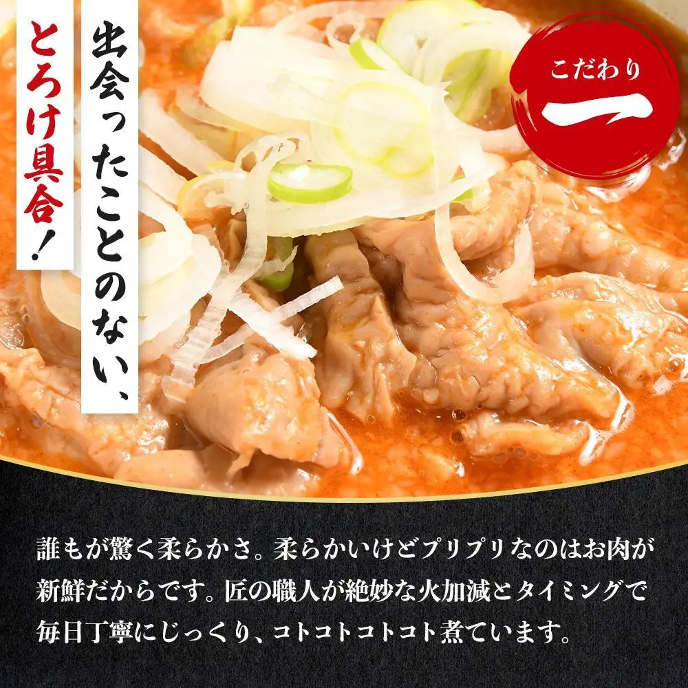 【定期便６カ月】国産豚もつ使用！とろけるほど柔らかい究極のもつ煮  500g×2袋