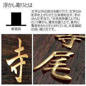 黒檀浮かし彫り表札 長方形 (1枚・21cm×8.8cm×3cm) ふるさと納税 福知山市 表札 黒檀 木彫り 浮かし彫り 家内?栄 木工 木製品 オーダーメイド 【fc-ZG066】【天法株式会社】