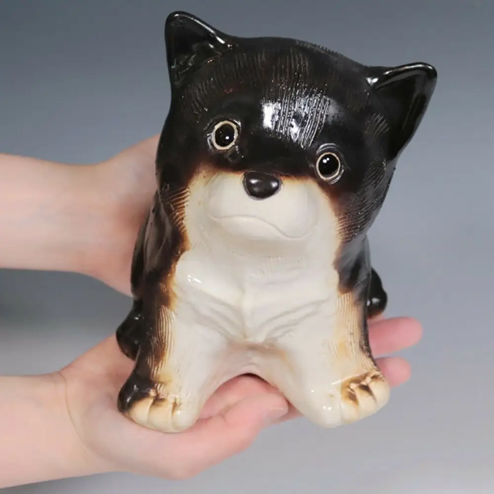 信楽焼 4号 柴犬 置物（黒色） 陶器