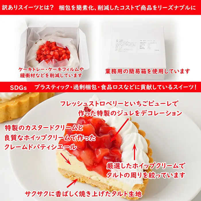 訳ありスイーツ タルト3点セット 福袋ケーキ | わけあり ワケアリ デザート おやつ お菓子 濃厚ショコラタルト レアチーズバー 苺タルト ご自宅用 カジュアル プチギフト お手頃 埼玉県 越谷市
