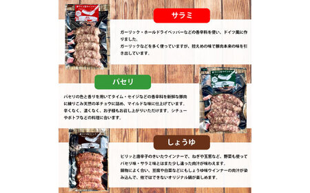 生トン（豚生ウインナー）人気3種類セット（パセリ味・サラミ味・しゅうゆ味）計15本（各40g×5本入） / 佐賀県 / 旬菜舎さと山 [41AABM018]