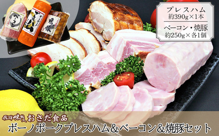 【飛騨 味職人】ボーノポークプレスハム＆ベーコン＆焼豚の詰め合わせと【初緑】 無濾過生原酒2種セット(720ml×各1本) お酒 日本酒 純米吟醸 奥飛騨酒造 おさだ食品 チャーシュー ハム おつまみ 晩酌 ギフト 下呂温泉【54-21】