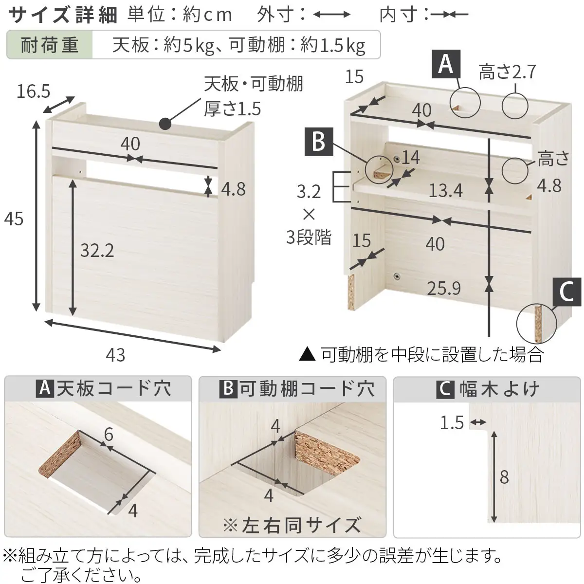 【完成品でお届け】ルーター収納ボックス〔小〕（ホワイト）ケーブルボックス スリム 小サイズ   コード収納 LKANET300255-0-WH