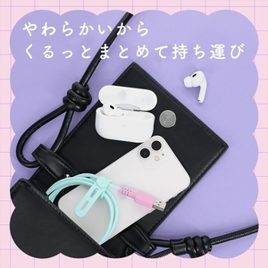 バイカラーケーブル USB-A to USB-C iPhone16e 16 15 Android各種 しなやか 絡まない データ転送 ケーブルバンド付 1m 全5色 2年保証 (MOT-BCECAC100) スウィートナイト 【 MOTTERU スマホケーブル 充電ケーブル ガジェット 海老名市 】