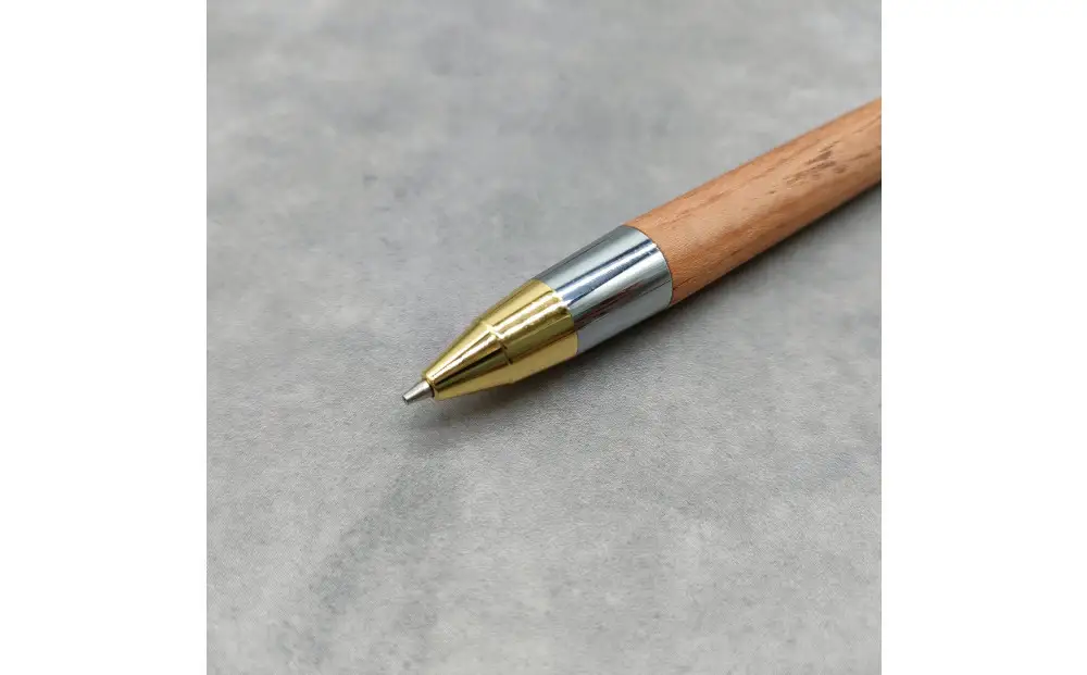 Baton Dor＆ZAWASOU　欅（けやき）木軸ペン　スタンダードタイプ　シャープペンシル（ゴールド＆シルバー金具・芯0.5ｍｍ）