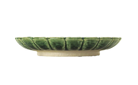 【瀬戸焼】5.0菊花丸取皿 織部 2枚セット 【ヤマハツクリタ株式会社】 / 食器 和食器 丸皿 / 瀬戸市[BBDV020]