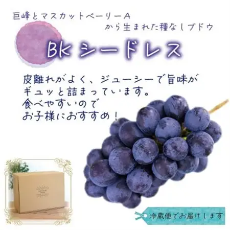 岡山　花笑み農園の『BKシードレス』家庭用　約2kg(3～6房)　B-2家【配送不可地域：離島・北海道・沖縄県】【1626804】