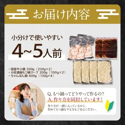 Y86-14 博多特選もつ鍋（4～5人前)(2パック小分け)（醤油味） もつ鍋