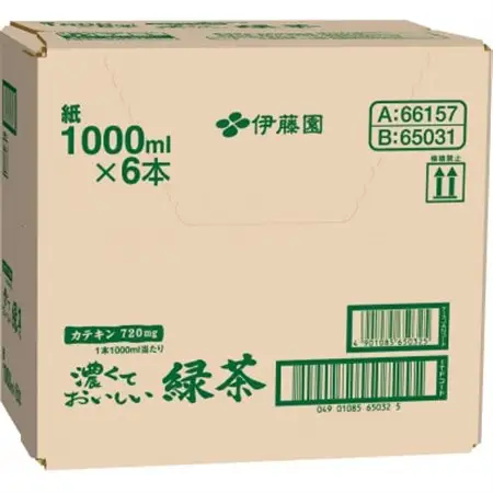 伊藤園 濃厚な味わいを楽しむ 濃くておいしい緑茶 1ケース(1L×6本) 業務用 紙パック【配送不可地域：離島・沖縄県】【1628432】