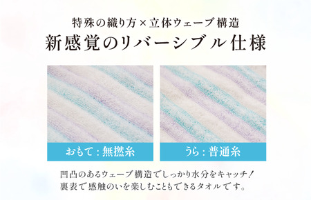 （今治タオルブランド認定品）無撚糸 ウエーブ フェイスタオル 6枚セット（ブルー3枚・ピンク3枚）【I003230FT6BP】