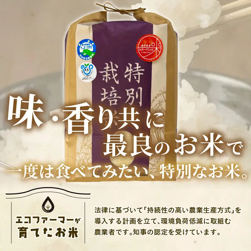【令和7年産】化学肥料不使用 特別栽培米 ミルキープリンセス 精米 10kg × 1袋 / 白米 米 福井県あわら市産 美味しい 特別栽培米 減農薬 安心な米 旨味 甘み もっちり 冷蔵保管米 [aw010-b019]