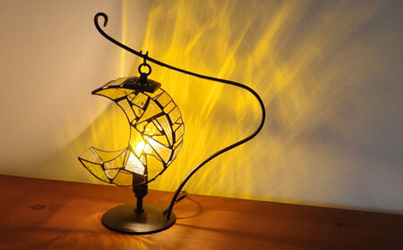 ステンドグラス テーブルランプ 月 イエロー S ランプ / Nijiiro Lamp