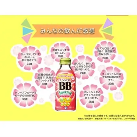 【12本】エーザイ チョコラBBスパークリング グレープフルーツ＆ピーチ味 140ml×12本【1574471】