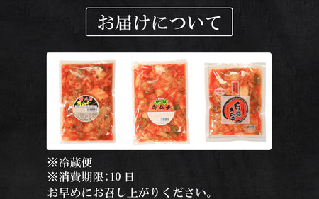 キムチ 3種 セット 各3個ずつ 計9個 本格キムチ カッパキムチ 白菜キムチ 