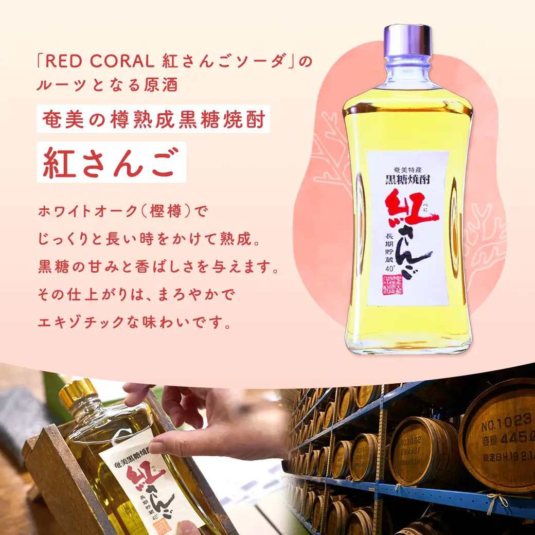 《スピリッツ》RED CORAL 紅さんご ソーダ (24本) 7度 カクテル アルコール 缶 黒糖焼酎 ベース 手軽 焼酎 お酒 人気 奄美開運酒造 奄美 大島 宇検村 鹿児島