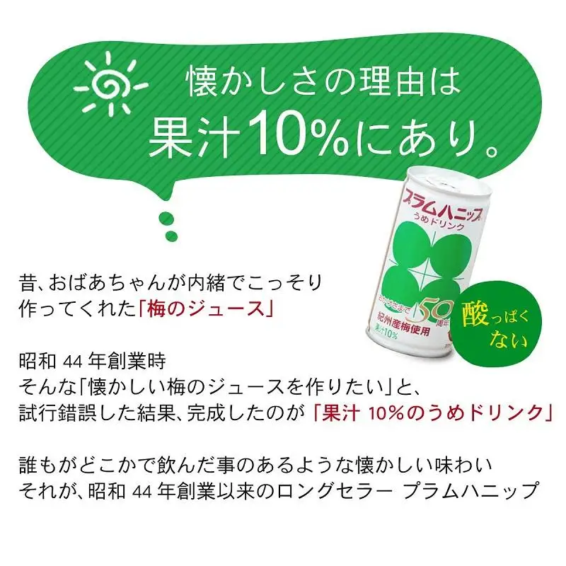 プラムハニップ 優しい甘さの懐かしの梅ドリンク　1ケース（190g×30本） ［PL9］