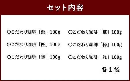 【生豆を50℃洗浄】こだわり珈琲（豆） 詰め合わせ セット（6種×100g）計6袋 珈琲 こーひー コーヒー グァテマラ ブラジル コロンビア 豆 コーヒー豆