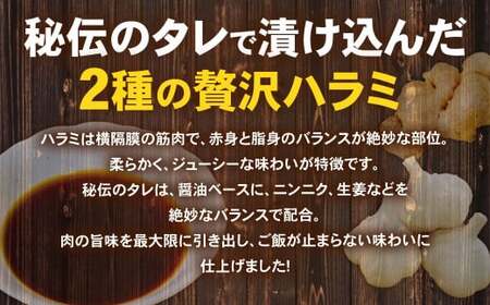 タレ漬け 牛ハラミ ・ 豚ハラミ 食べ比べ セット 各約250g×2パック 計約1.0kg ハラミ 牛肉 豚肉 お肉 味付き 味付き肉 岡山県 奈義町 冷凍