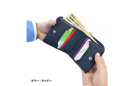 レディース本革2つ折り財布 4M3-1152（・ネイビー）