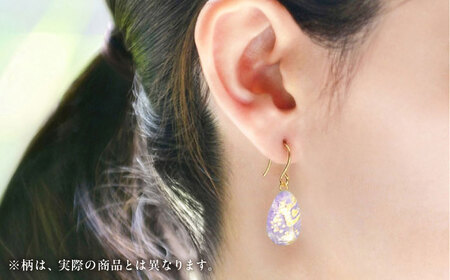 しずくピアス「パープル」花柄 BKCN007