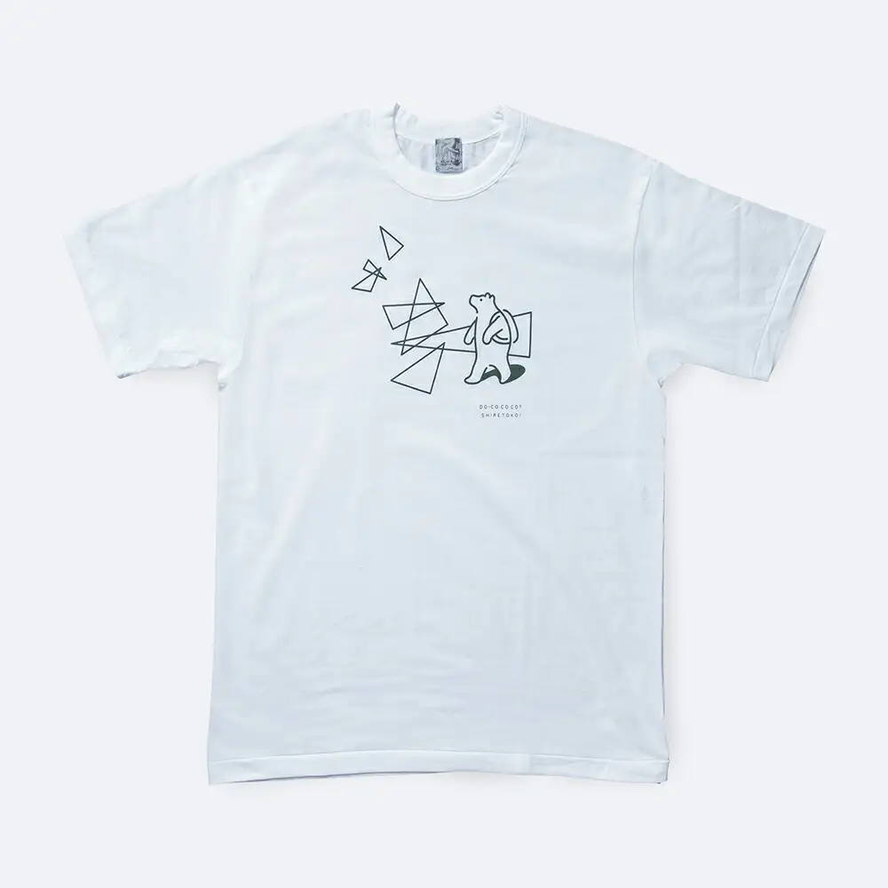 「知床トコさん」×久米繊維　コットンTシャツ　三角デザイン柄/白　Lサイズ　半袖