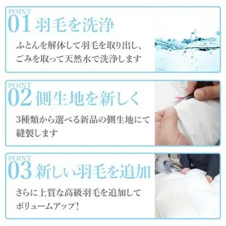 羽毛ふとんリフレッシュサービス プレミアムコース(クイーンサイズ)【甲州羽毛ふとん】羽毛布団打ち直し【1630495】