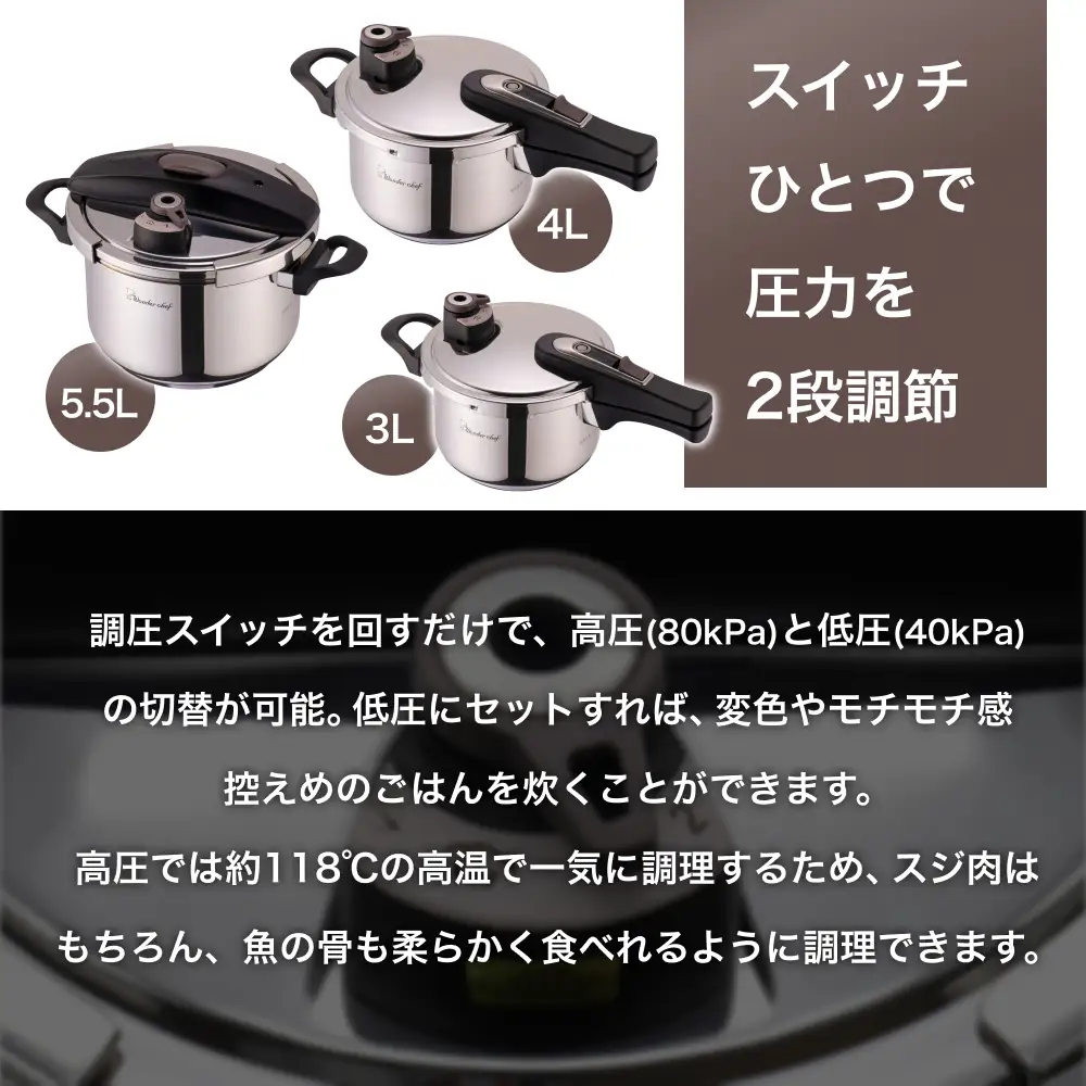 圧力鍋 フルーム 片手鍋 4.0L【wdcf0013A】