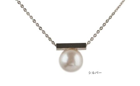 メタルバーパールネックレス(カラー：シルバー)【043-019-2】ネックレス パール アクセサリー ジュエリー K18GP カジュアル オフィス ギフト プレゼント ラッピング