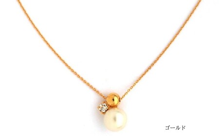 艶やかパールにストーン寄り添うネックレス(カラー：ゴールド)【043-020-1】ネックレス パール アクセサリー ジュエリー K18GP カジュアル オフィス ギフト プレゼント ラッピング