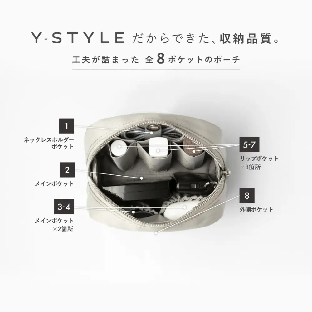 Y-STYLE 魔法の収納ポーチ Sサイズ【シルバーグレー】