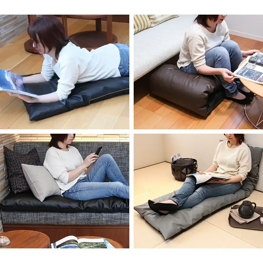 ごろ寝長座布団 直入 レザー RE（レッド） 60×180cm ごろ寝 お昼寝用 日本製 レザー調 シンプル おしゃれ 無地カラー [MKトレンド]