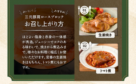 【 平田牧場 】 三元豚 肩ロース ブロック 600g T036-016 肉 牛肉