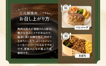 【 平田牧場 】 三元豚 ひき肉 600g T036-017 肉 牛肉