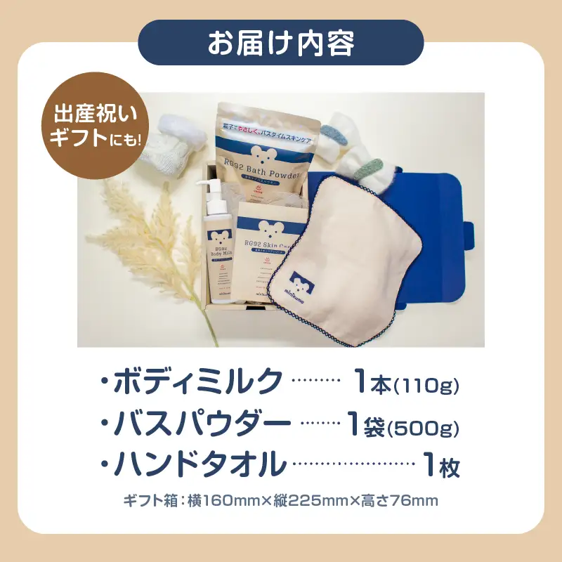 【温泉ケア　ギフトセット】赤ちゃんとママのお肌の為に作られた【minikuma】1箱_B090-021