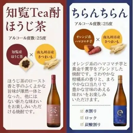 「知覧Tea酎・知覧Tea酎ほうじ茶・ちらんちらん」1.8L×3本セット【1711004】