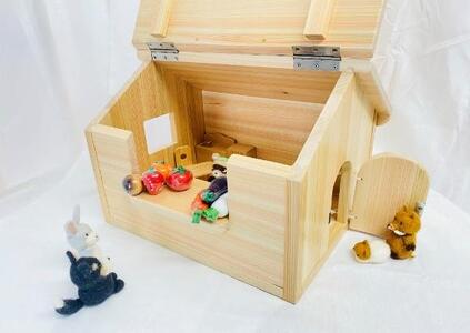 木製 おもちゃの家  収納にも 収納 おもちゃ 玩具 家 ハウス ごっこ遊び 雑貨 子供 子供用 子供向け 檜 桧 ひのき 木 天然 滋賀 彦根