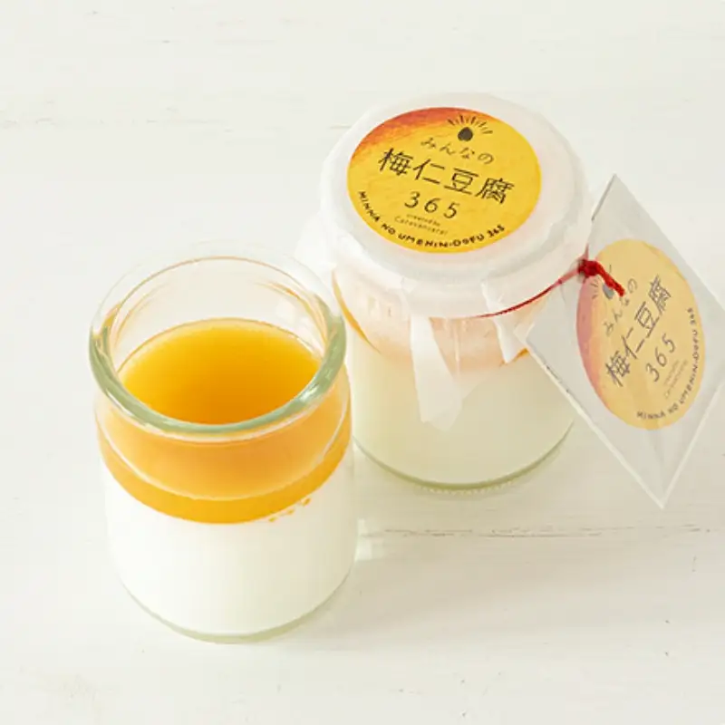 みんなの梅仁豆腐365  6個セット ソース付き（季節に合わせて2種おまかせ）【cvs002】