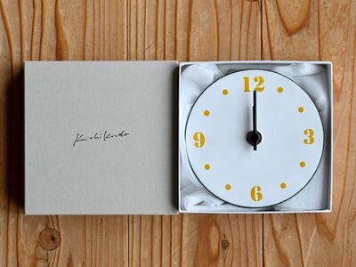 時計 壁掛け時計 七宝文字盤S (白地に黄色文字) | 壁掛 インテリア Kenichi Kondo