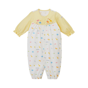 ミキハウス 天竺プリント ツーウェイオール（黄） ベビー服 ベビー ベビー用品 赤ちゃん 新生児 吸水性 ツーウェイオール