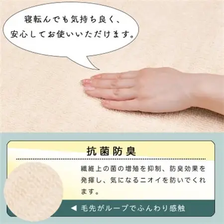 カーペット 江戸間 3畳 防音 抗菌防臭 厚手 ツワブキ 176×261cm アイボリー 日本製【1638463】